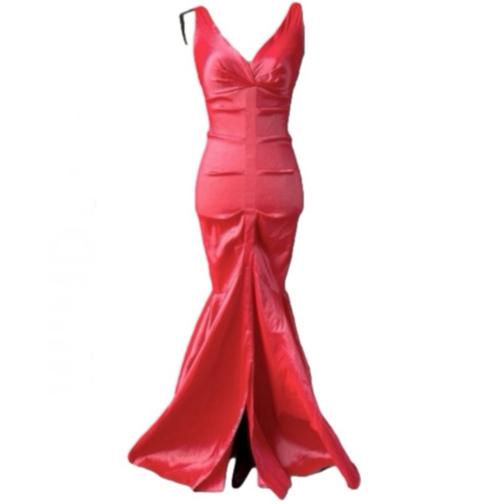 Ruched Mermaid Style Coral Pink Dress